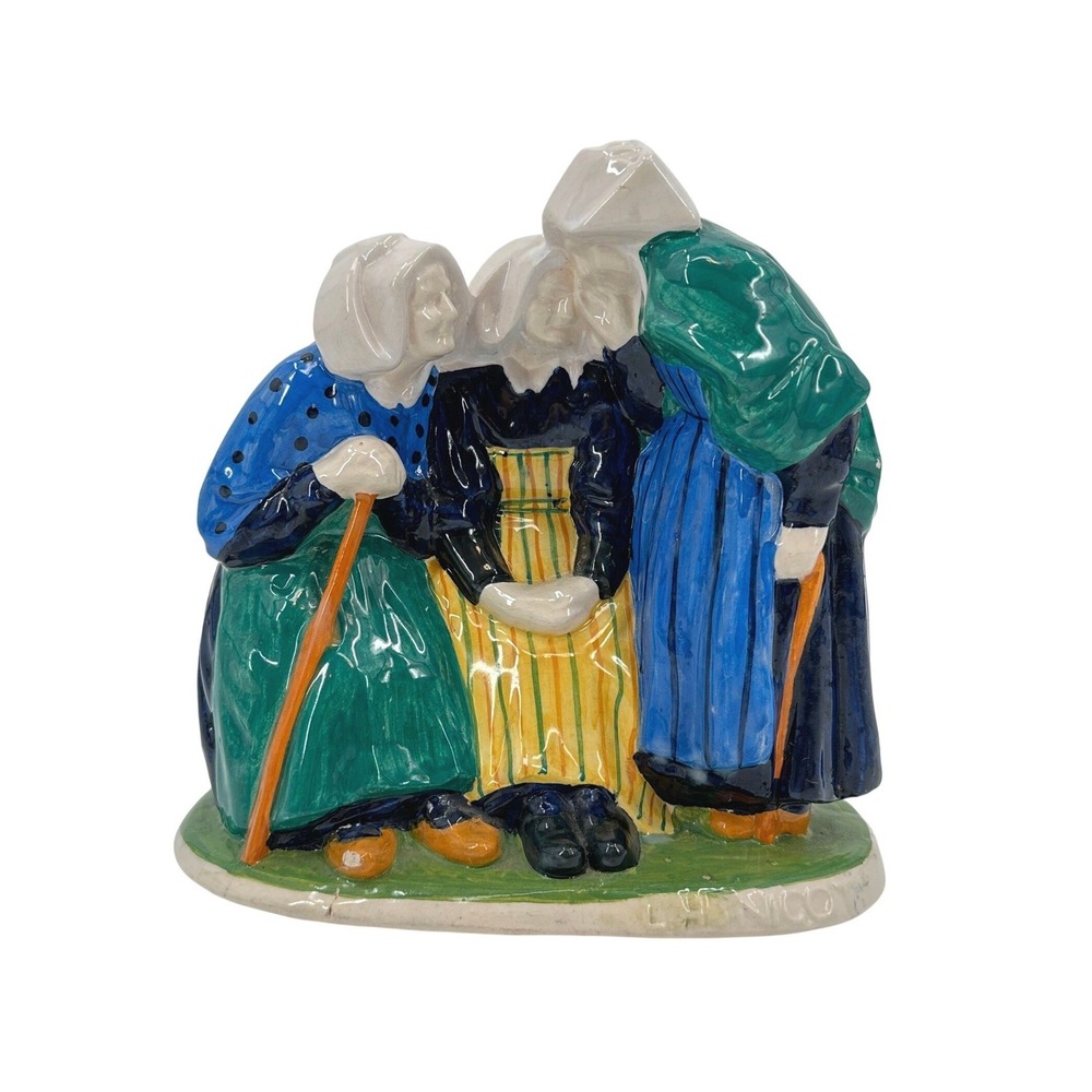 Henriot Quimper LH Nicot Les Trois Commeres The Three Gossips French Figurine